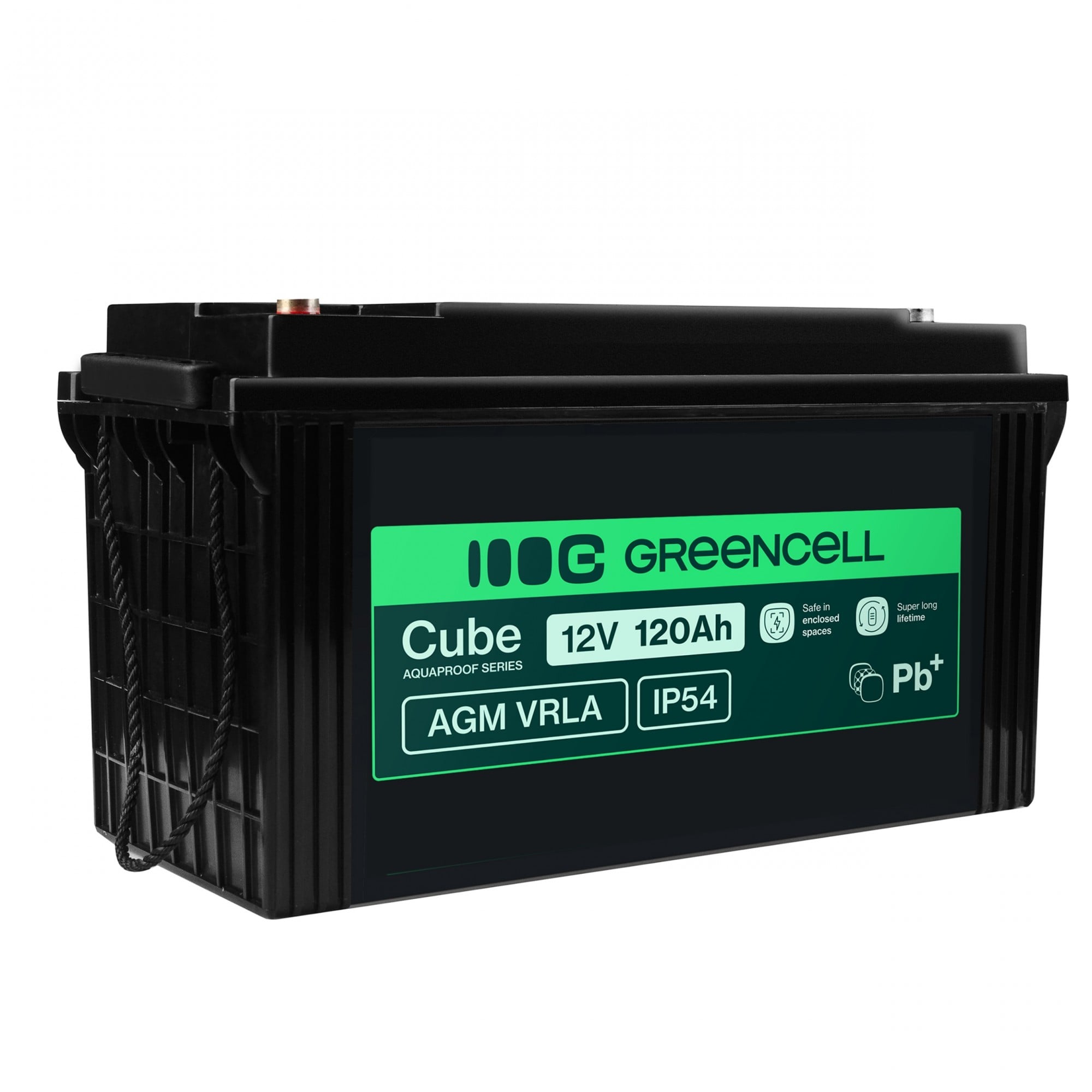 Green Cell AGM12V120AH-J AGM VRLA 12V 120Ah sans entretien Batterie pour bateaux, panneaux solaires (173x406x233mm)
