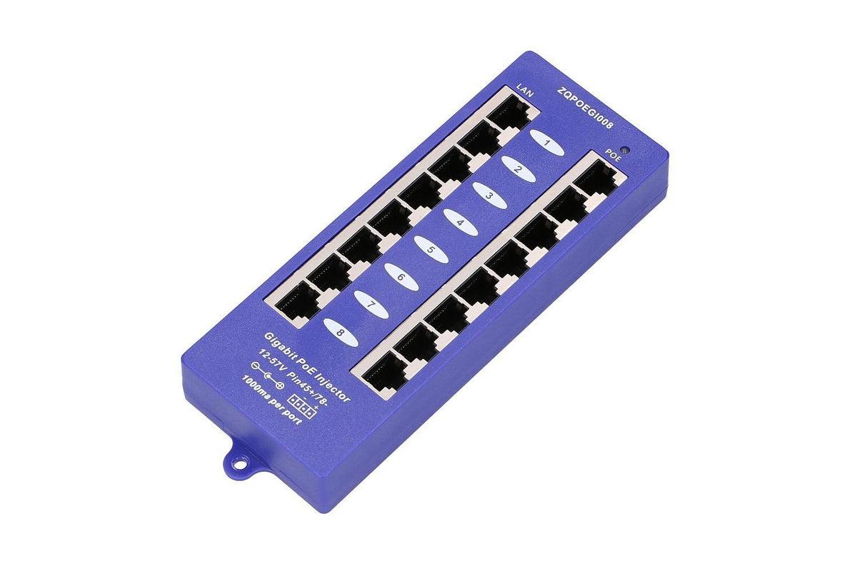 Extralink 8 Ports | Injecteur PoE Gigabit | 8x 1000Mb/s RJ45, Mode B