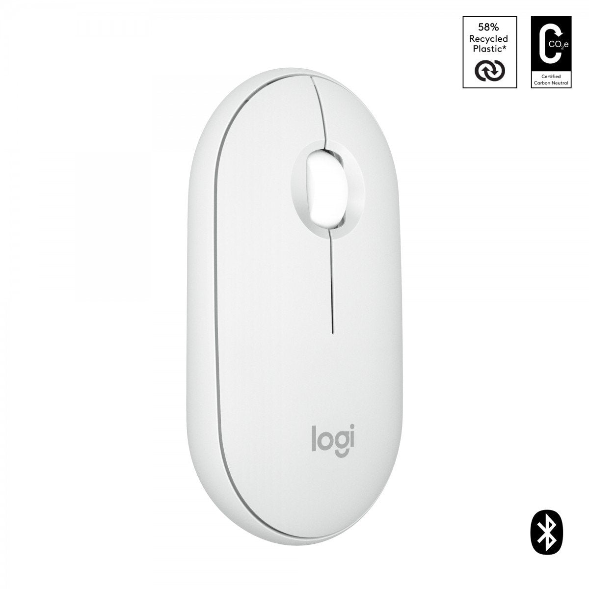 LOGITECH Pebble Mouse 2 M350s Mouse optical 3 buttons wireless Bluetooth 5.2 LE tonal white