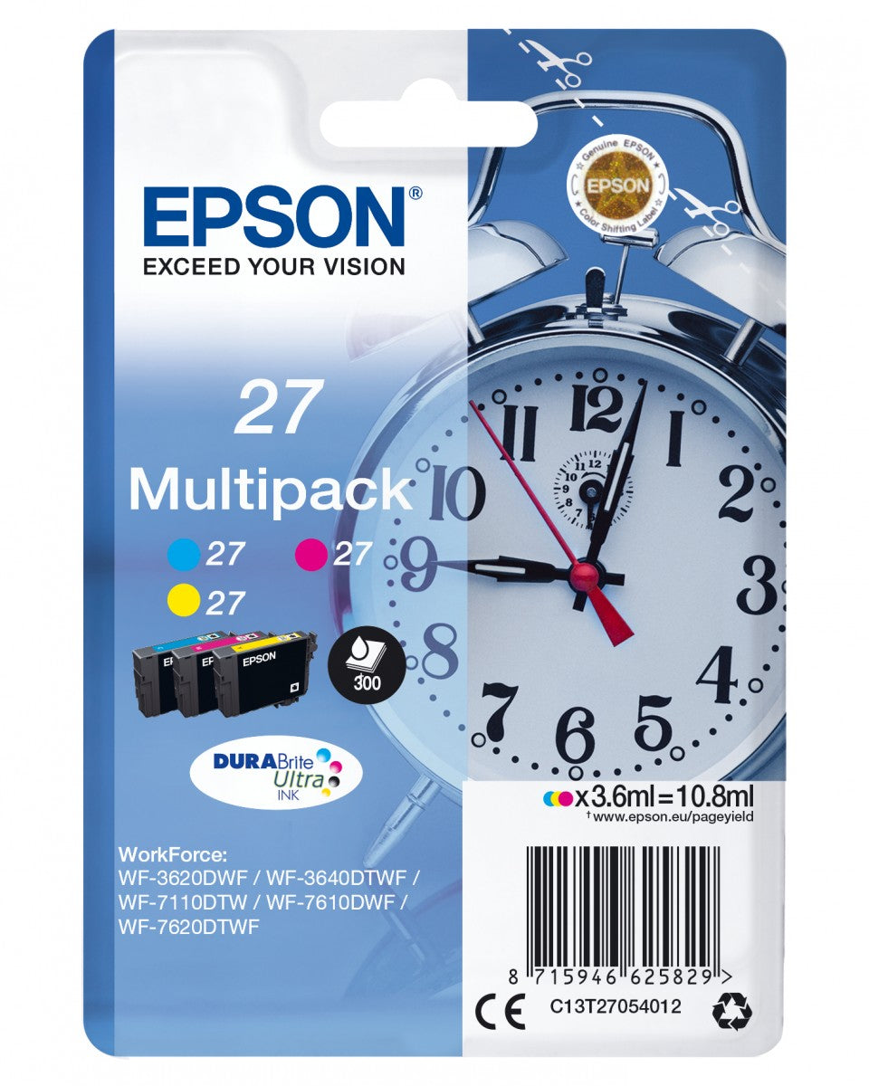 EPSON 1LB 27 ink cartridge cyan magenta and yellow standard capacity 3x3.6ml 3x350 pages combopack RF-AM blister - DURABrite w/s