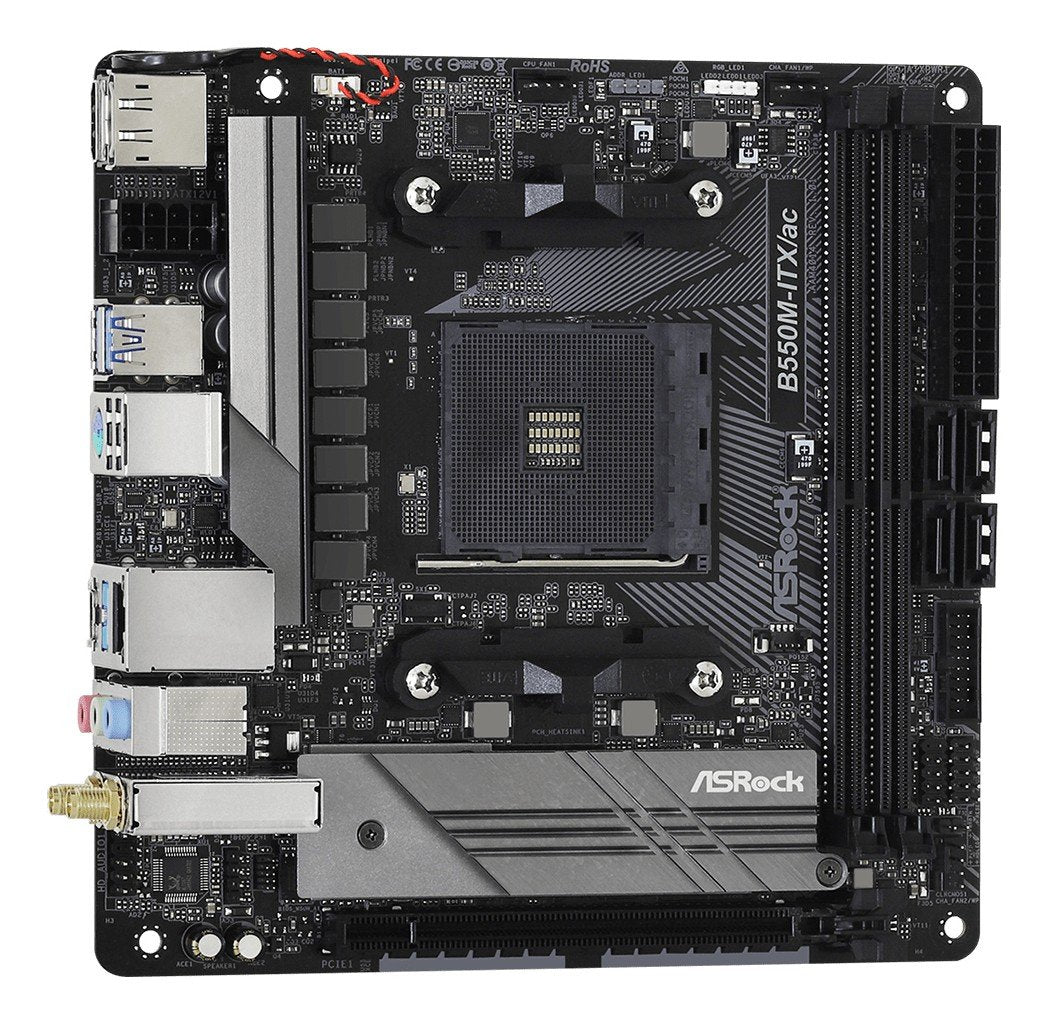 ASRock 90-MXBDH0-A0UAYZ Carte mere B550M ITX avec support AMD Ryzen et Wi-Fi 5