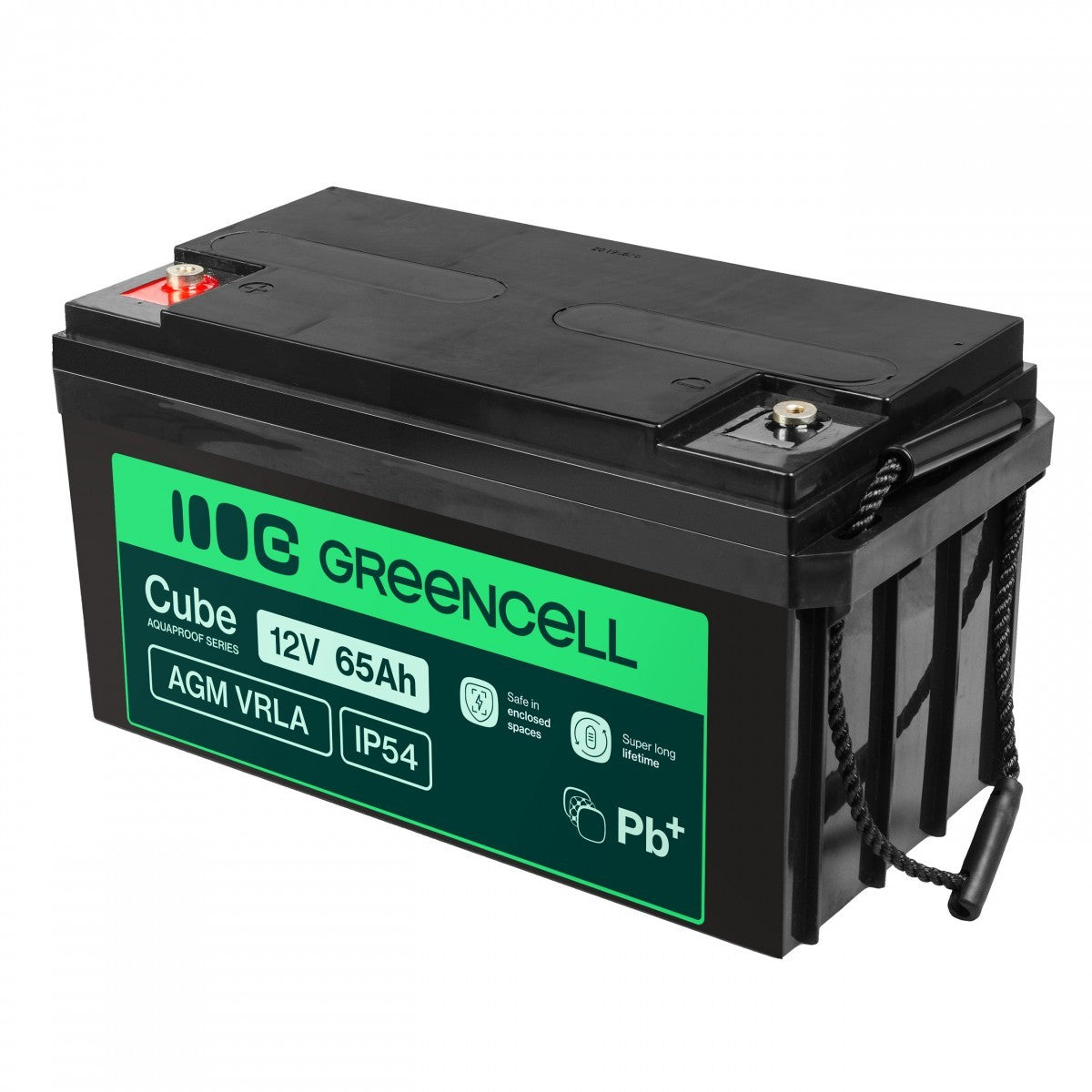 Batterie sans entretien Green Cell Cube AGM VRLA IP54 12V 65Ah pour tondeuses a gazon, scooters, bateaux et fauteuils roulants