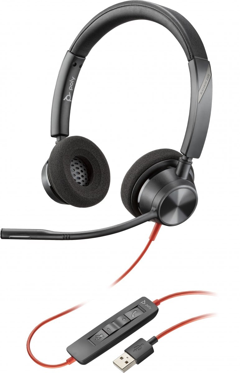 HP Poly Blackwire 3320 USB-A Headset Avec fil Arceau Bureau/Centre d'appels USB Type-A Noir