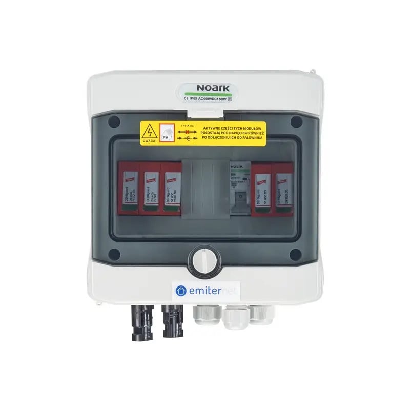 EMITER EM-215_DCAC Tableau de distribution DCAC, IP65, SPD DC Dehn 1000V type 2, 1 x chaîne PV, 1 x MPPT, SPD AC Dehn type 2, 16A 1-F