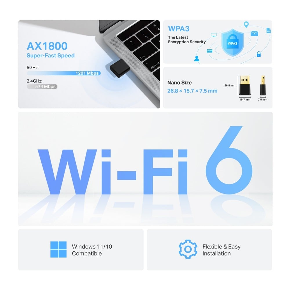 TP-LINK AX1800 Nano Dual Band Wi-Fi 6 USB Adapter