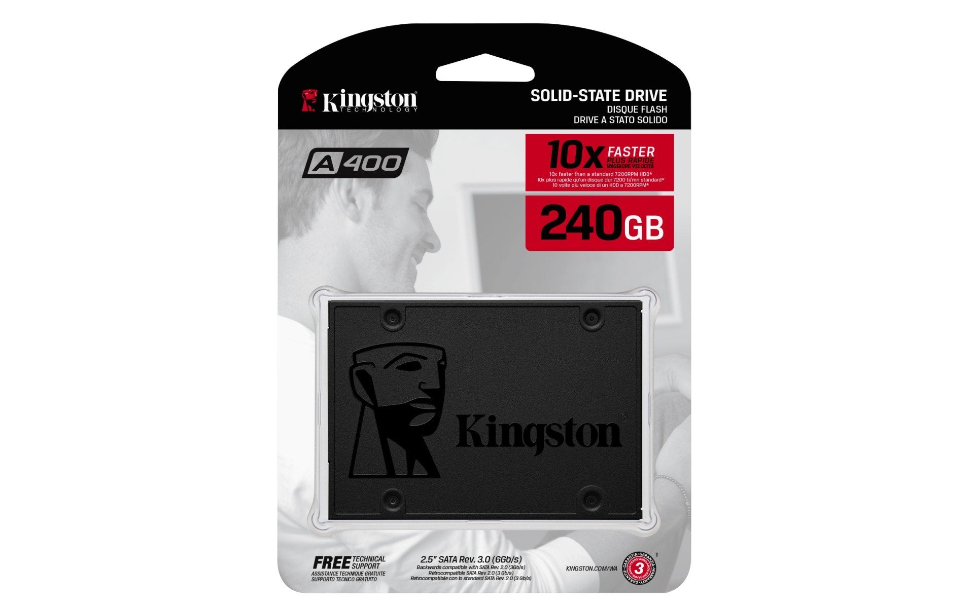 KINGSTON 240GB SSDNow A400 SATA3 6Gb/s 2.5inch 7mm height / up to 500MB/s Read and 350MB/s Write