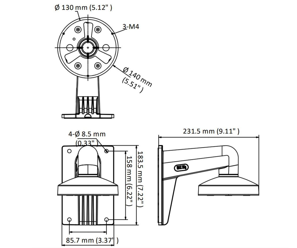 Hikvision DS-1273ZJ-140-DM45 Support mural