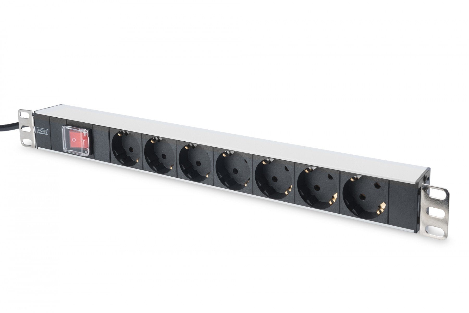 Digitus Bloc multiprise avec profilé en aluminium et interrupteur, prise électrique a contact de protection avec 7 sorties, connecteur a contact de pr
