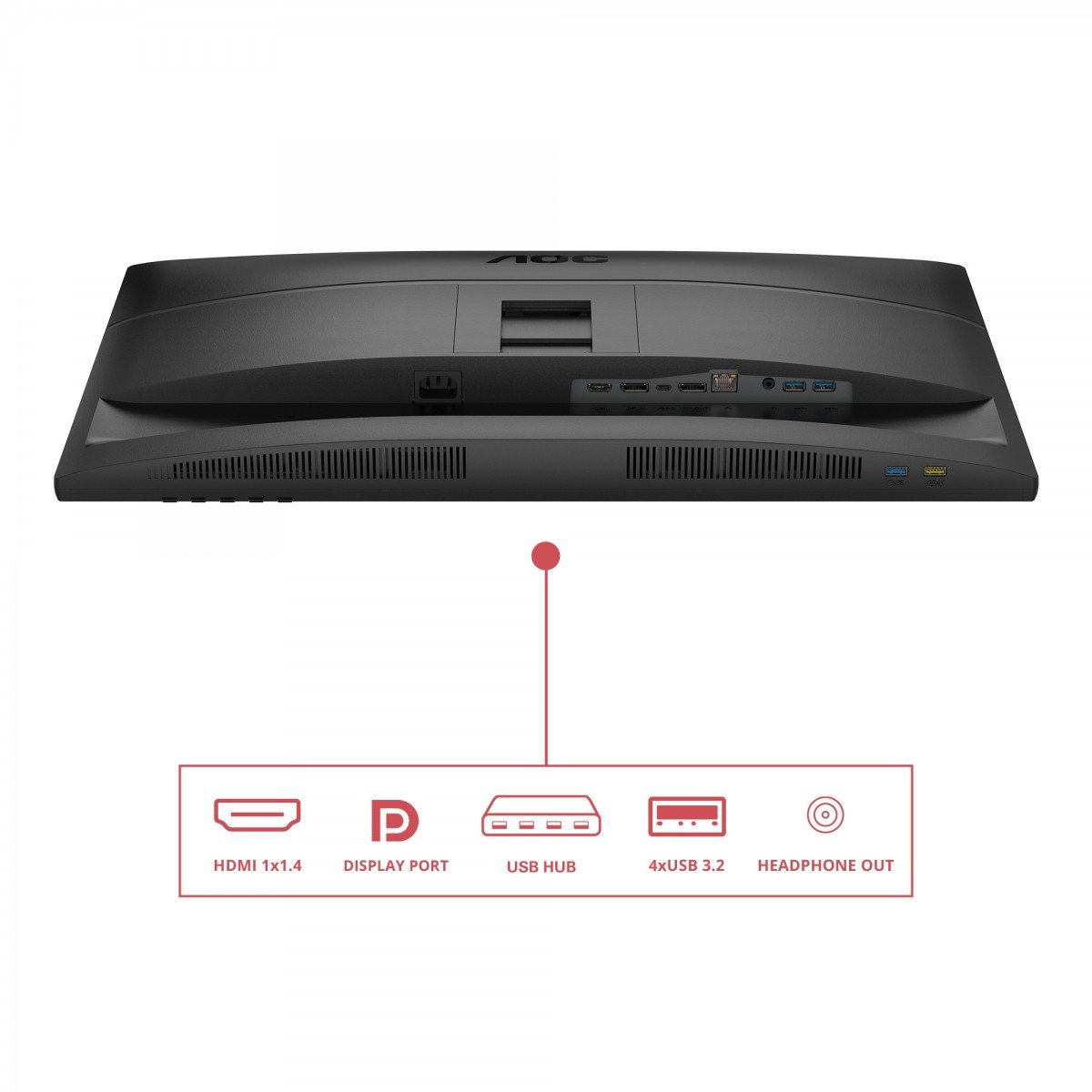 AOC 27E4CV - Écran LED - 27" - 1920 x 1080 Full HD -  @ 120 Hz - IPS - 300 cd/m² - 1500:1 - 4 ms - HDMI, DP, USB-C, RJ45, GAR 5 ans