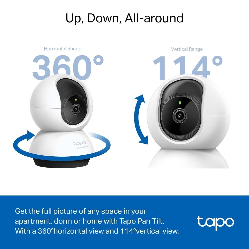 TP-LINK Pan/Tilt AI Home Security Wi-Fi Camera 2K QHD 2560x1440 2.4GHz Horizontal 360