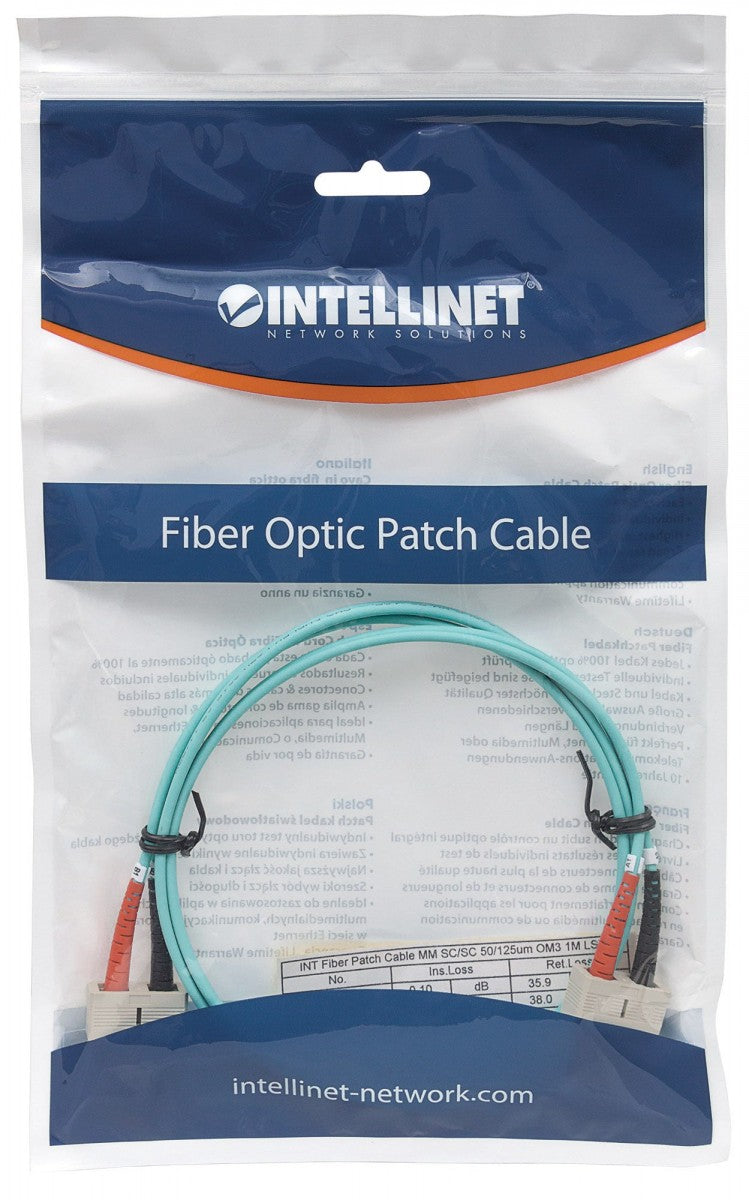 Intellinet 750837 câble de fibre optique 2 m SC OM3 Couleur aqua