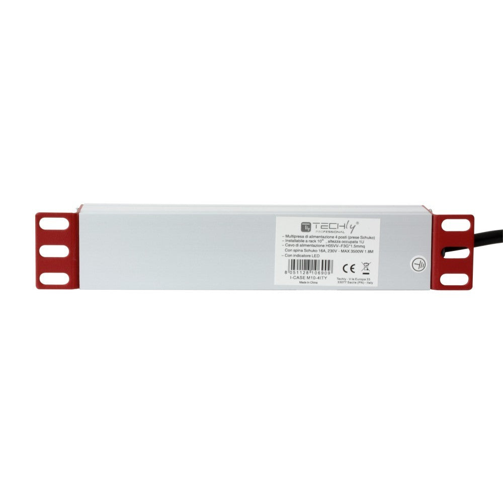 Techly I-CASE M10-4ITY Multiprise 10' 1U X4 - Prises Schuko