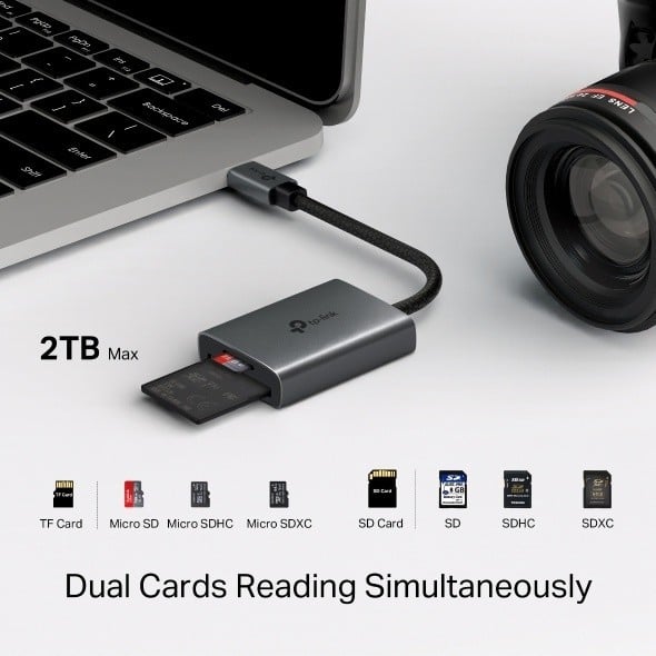 TP-LINK USB 3.0 Type-C to SD and microSD 3.0 Adapter 1x USB-C Connector 1x SD + 1x microSD TF up to 200MBps Port