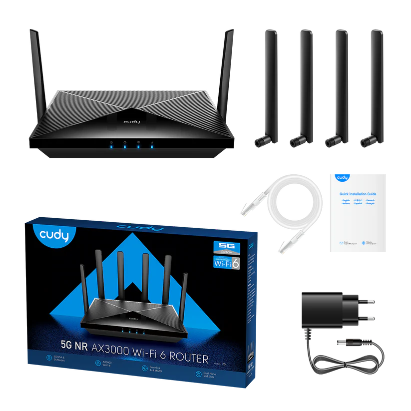 Cudy P5 routeur sans fil Gigabit Ethernet Bi-bande (2,4 GHz / 5 GHz) 5G Noir