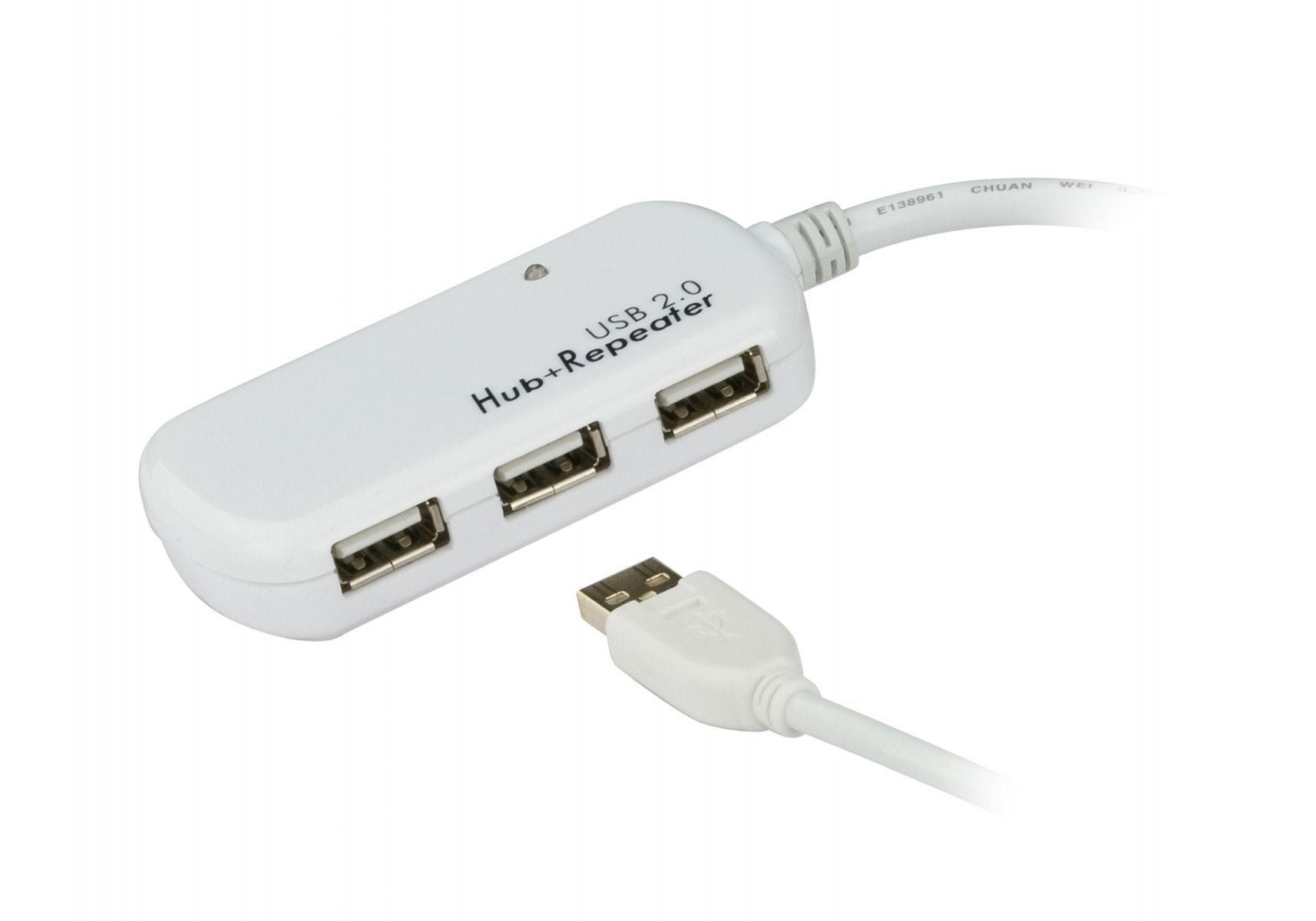 ATEN Rallonge USB 2.0 avec concentrateur a 4 ports - 12 m - USB 2.0 - USB 2.0 - 480 Mbit/s - Blanc - Plastique - 12 m