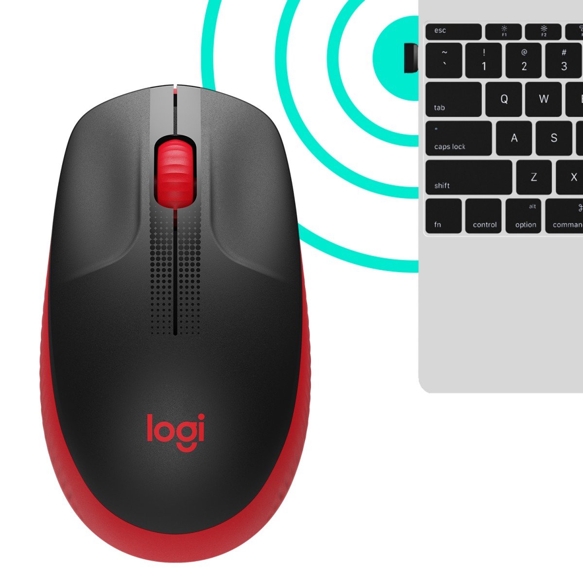 LOGITECH M190 Mouse optical 3 buttons wireless USB wireless receiver red