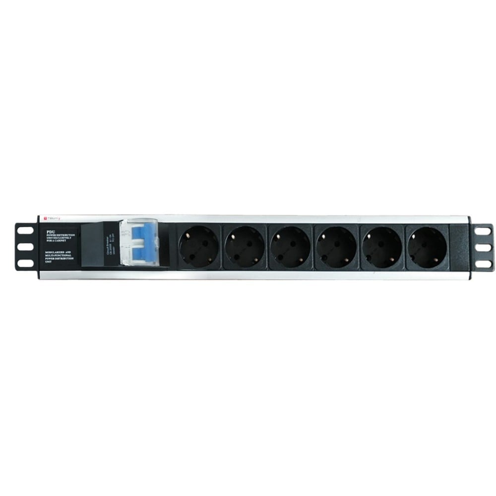 Techly I-CASE STRIP-16SH Multiprise 19' 1.5U X6 - Prises Schuko