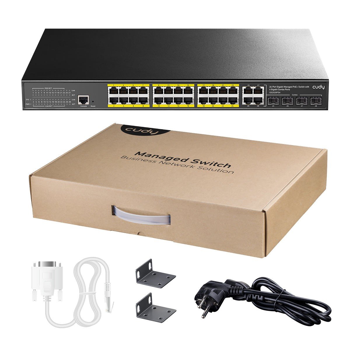 Cudy GS2028PS4 Commutateur Gigabit géré haute performance 24 ports avec PoE 1U a monter en rack