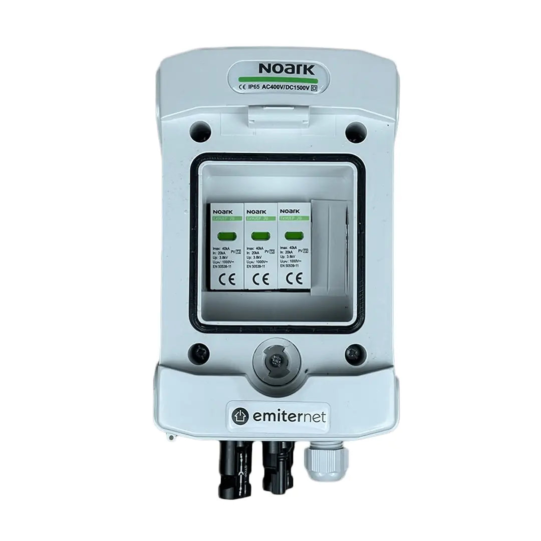EMITER EM-1N_DC Tableau de distribution DC, IP65, limiteur de surtension DC Noark 1000V type 2, 1x chaîne PV, 1x MPPT