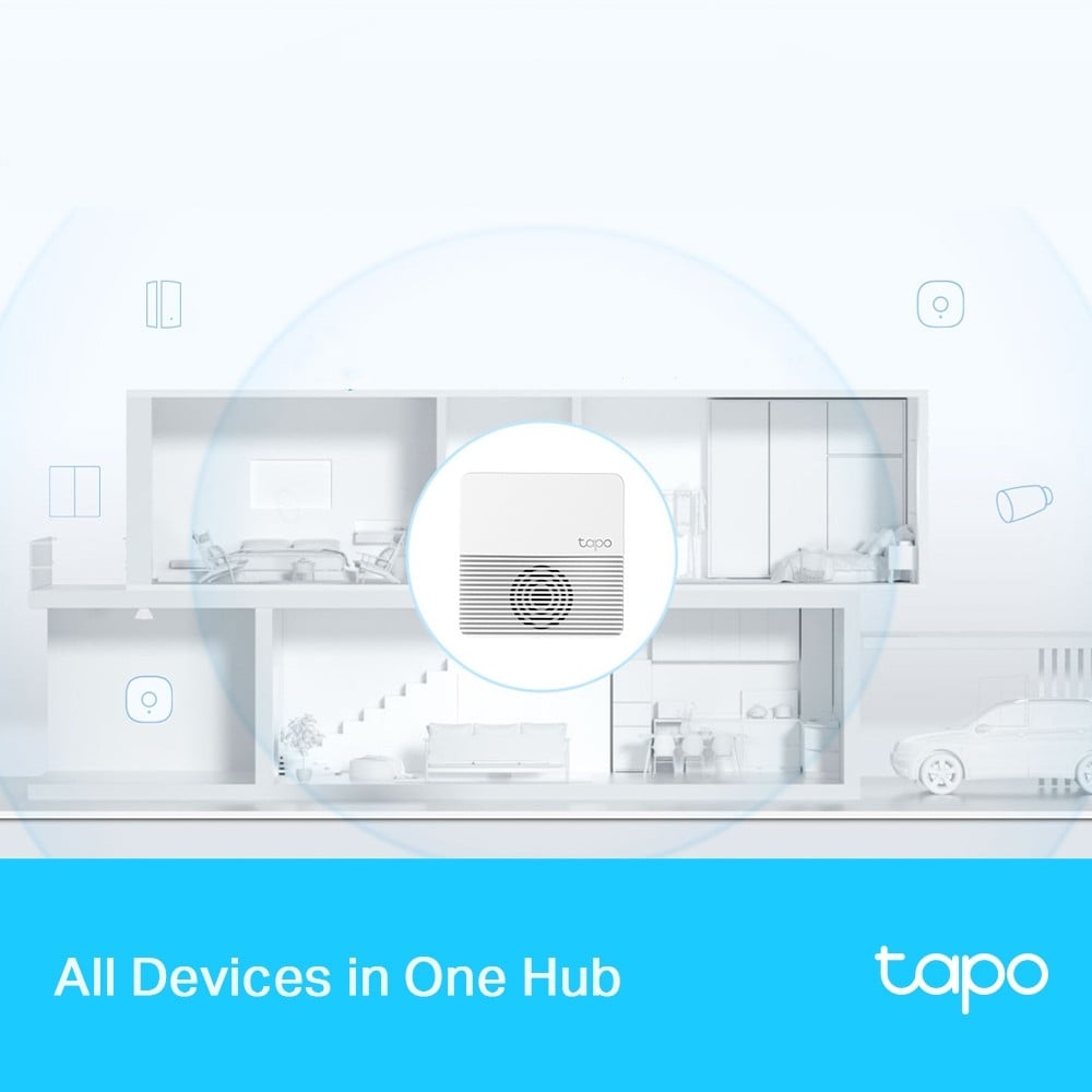TP-LINK Smart Hub 2.4GHz 868MHz 1x Ethernet Port 90dB Adjustable Audio Alarm 19 Ringtones Up to 64 Switches