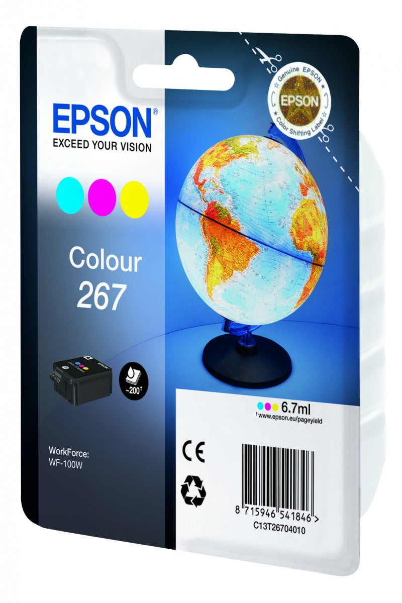 EPSON 2LB 267 ink cartridge cyan magenta and yellow standard capacity 200 pages 1-pack RF-AM blister