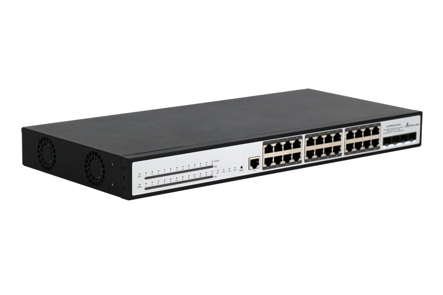 Extralink EX.19737 commutateur réseau Géré Gigabit Ethernet (10/100/1000) Connexion Ethernet, supportant l'alimentation via ce port (PoE) 1U Blanc