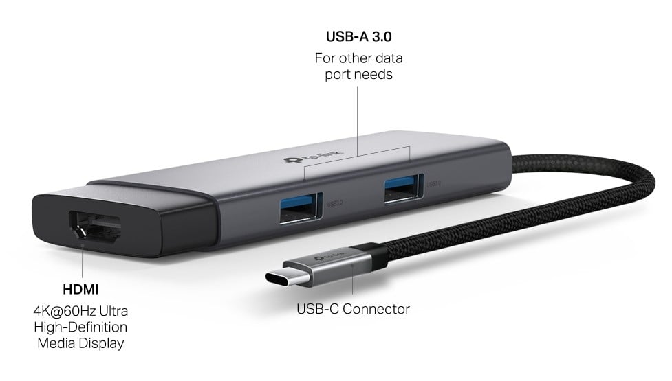 TP-Link UH5020C hub & concentrateur USB Type-C 5000 Mbit/s Gris