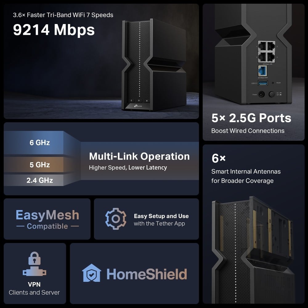 TP-LINK BE9300 Tri-Band Wi-Fi 7 Router