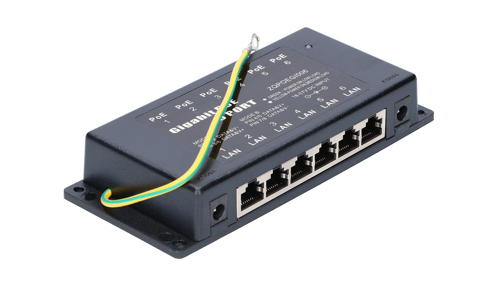 Extralink Injecteur PoE Gigabit a 6 ports | 6x 1000Mb/s RJ45