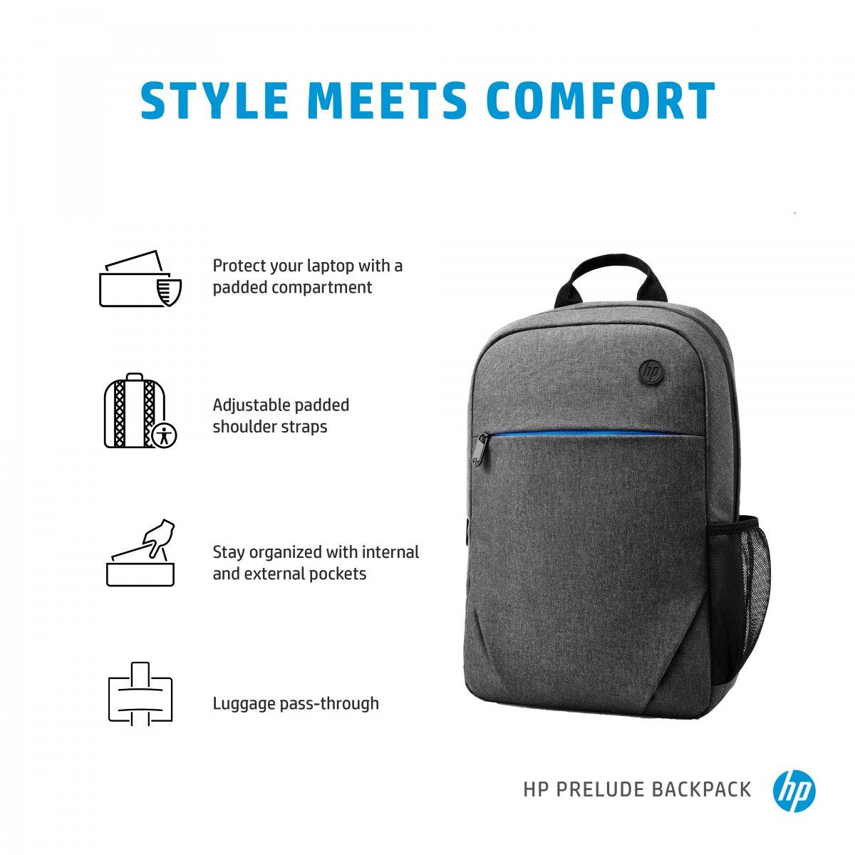 "Sac a dos HP Prelude pour ordinateur portable 15,6"" gris (1E7D6AA)"