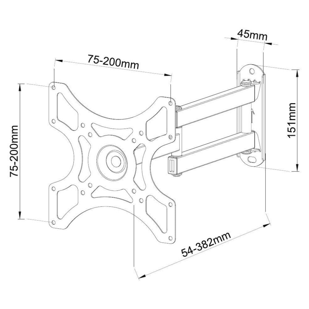 "Techly ICA-LCD 2923B Support mural pour TV 19-37"" LED/LCD 25kg pivotant inclinable"