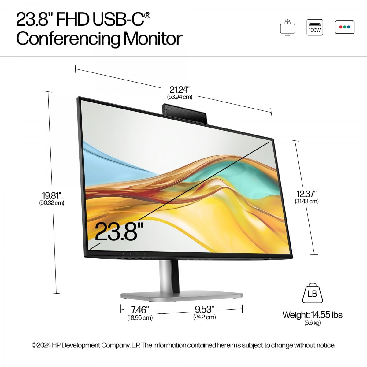 HP Écran de conférence Series 5 Pro - 534pm FHD 23.8p 1920 x 1080 HDMI DP USB-C 3/3/0  SmartBuy