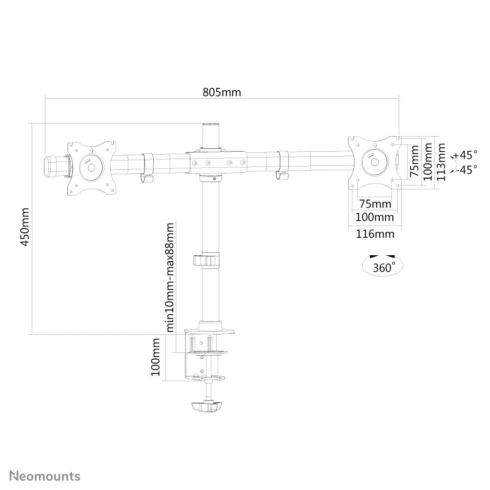 NEOMOUNTS FPMA-DCB100DBLACK Support décran à fixer 10-27p