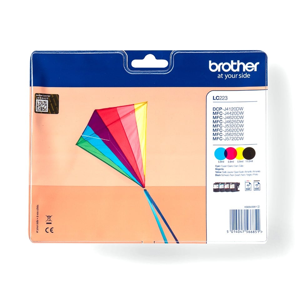 Brother LC-223VALBPDR cartouche d'encre 1 piece(s) Original Noir, Cyan, Magenta, Jaune