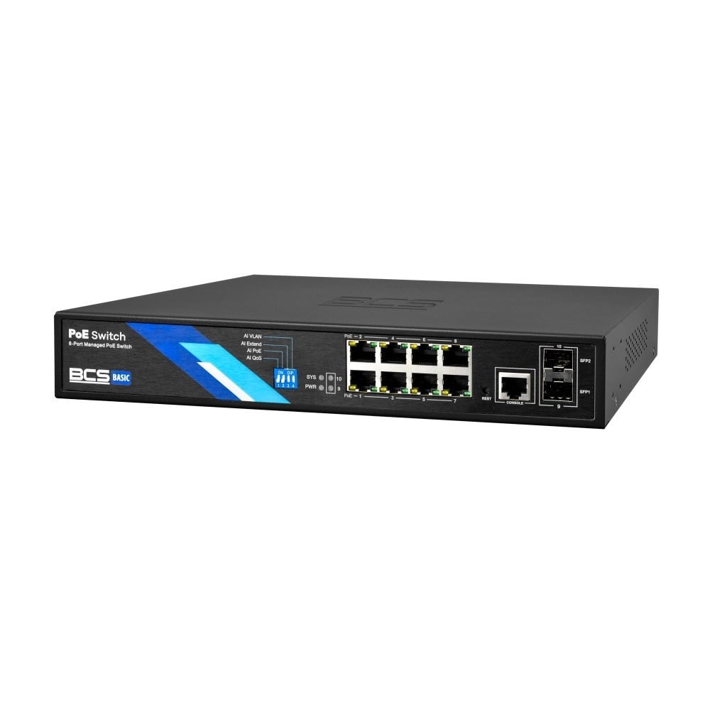BCS BCS-B-SP08G-2SFP-M Commutateur PoE géré 8 ports avec uplink SFP 1Gbps