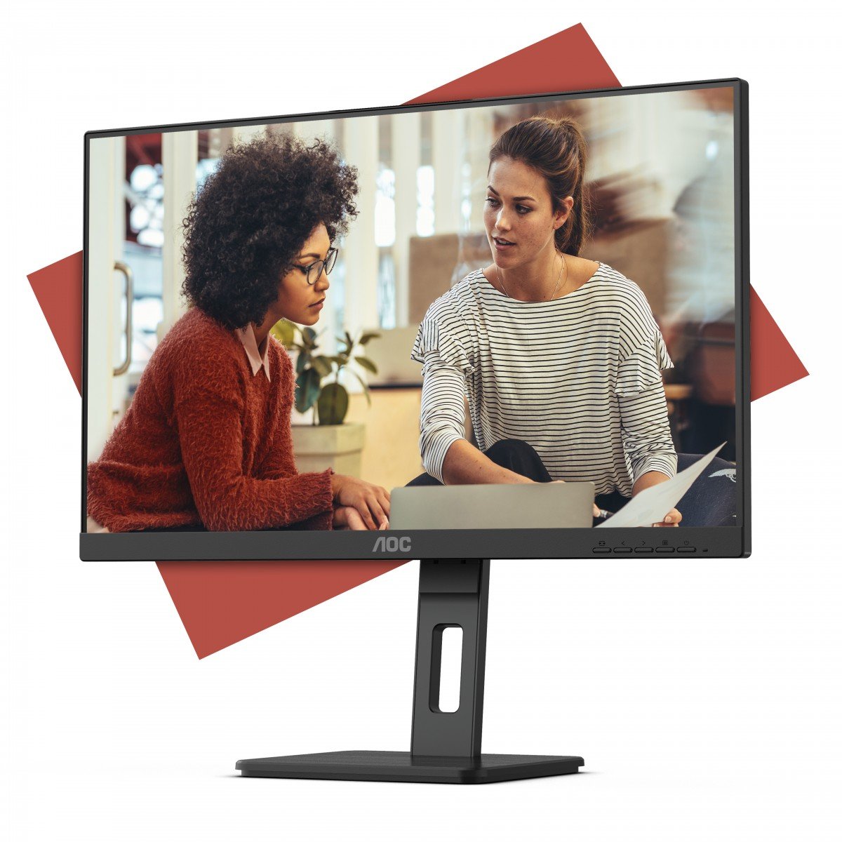 AOC 27E3QAF Écran LED - 27" - 1920 x 1080 Full HD @ 75 Hz - IPS - 1000:1 - 4 ms - HDMI, VG DP - HAS Pivot- Haut parleurs