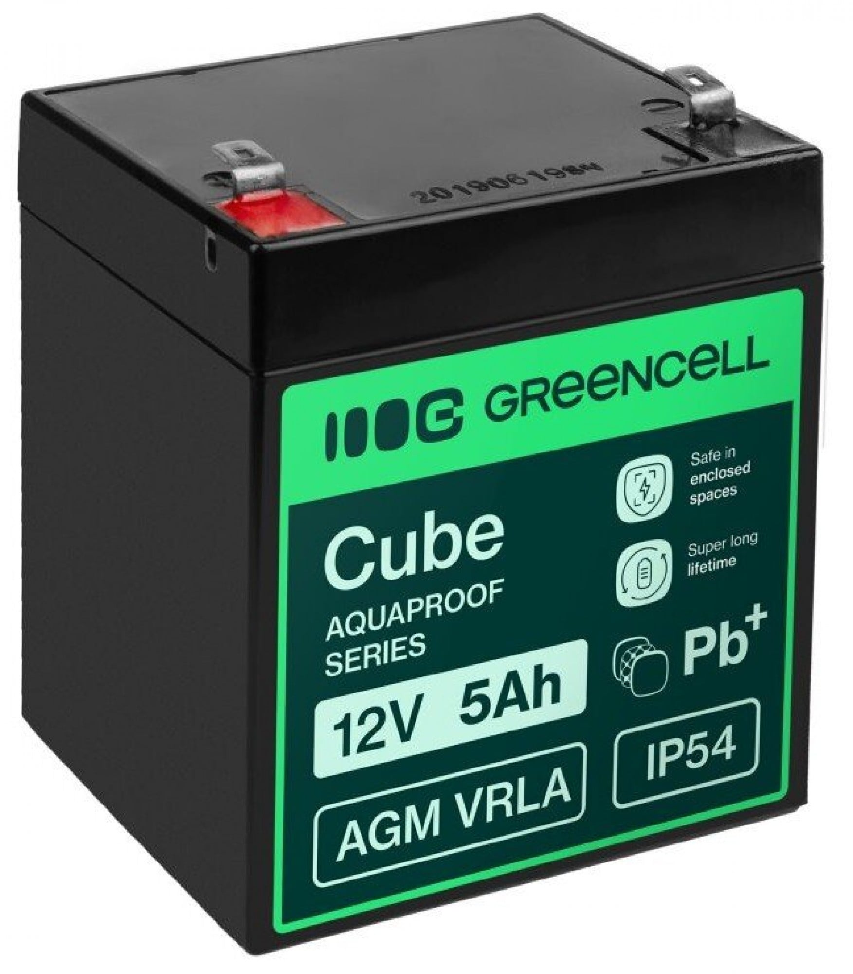 Green Cell AGM12V5AH-J AGM VRLA 12V 5Ah sans entretien Batterie pour caisse enregistreuse, jouet, caméra (91x70x102mm)