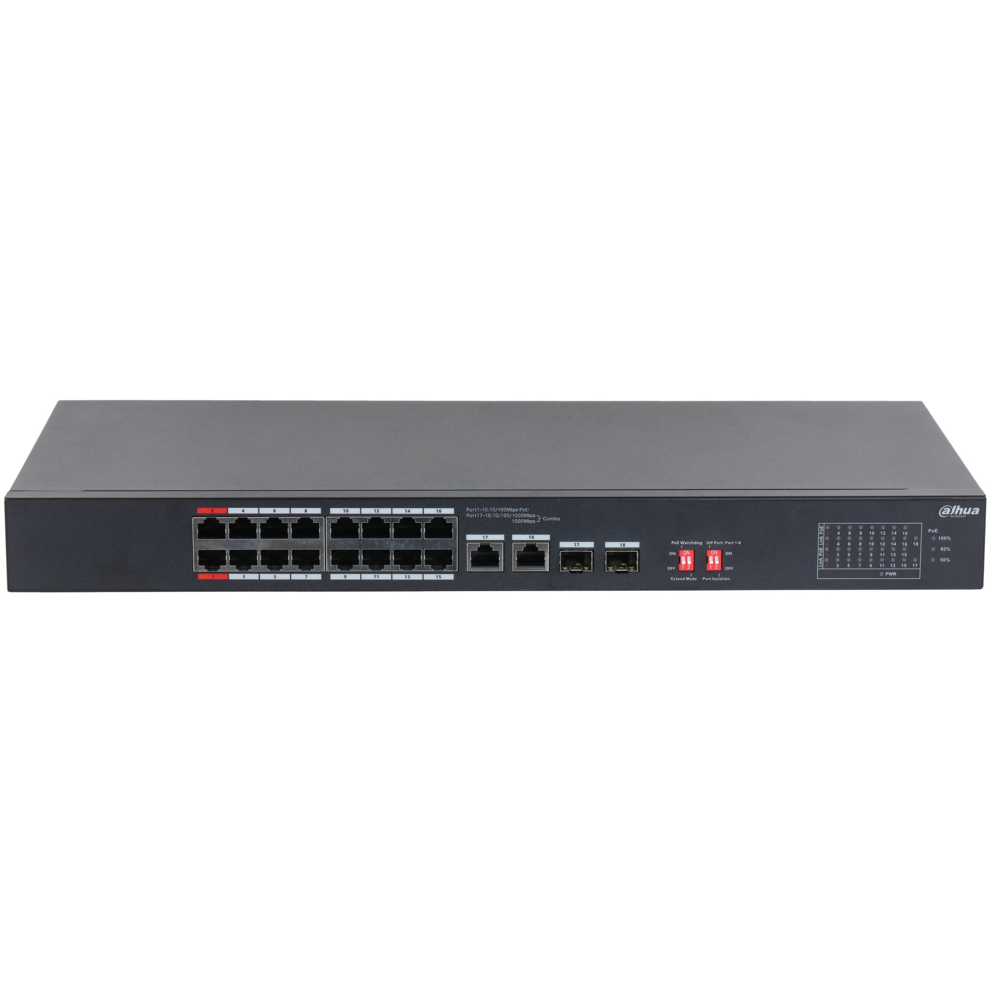 Dahua S3218-16ET-135 Commutateur de bureau non géré 18 ports avec 16 ports PoE