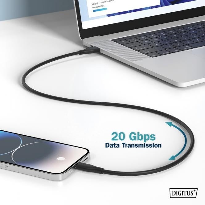 Câble de connexion en silicone USB-C vers USB-C, USB 4 Gen2 20G 8K60Hz 240W, 2 m, noir