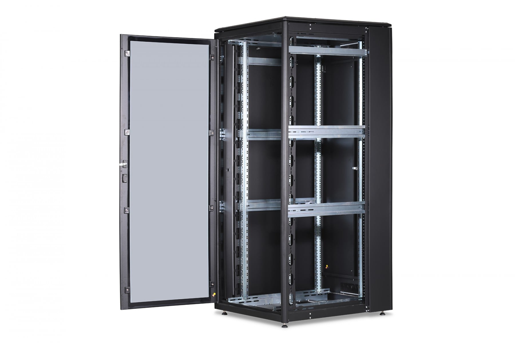 "Armoire réseau debout Unique 19"" 42U rack 800x1000, porte avant en verre, noir, 800kg 2053x800x1000 mm, couleur noire (RAL 9005)"