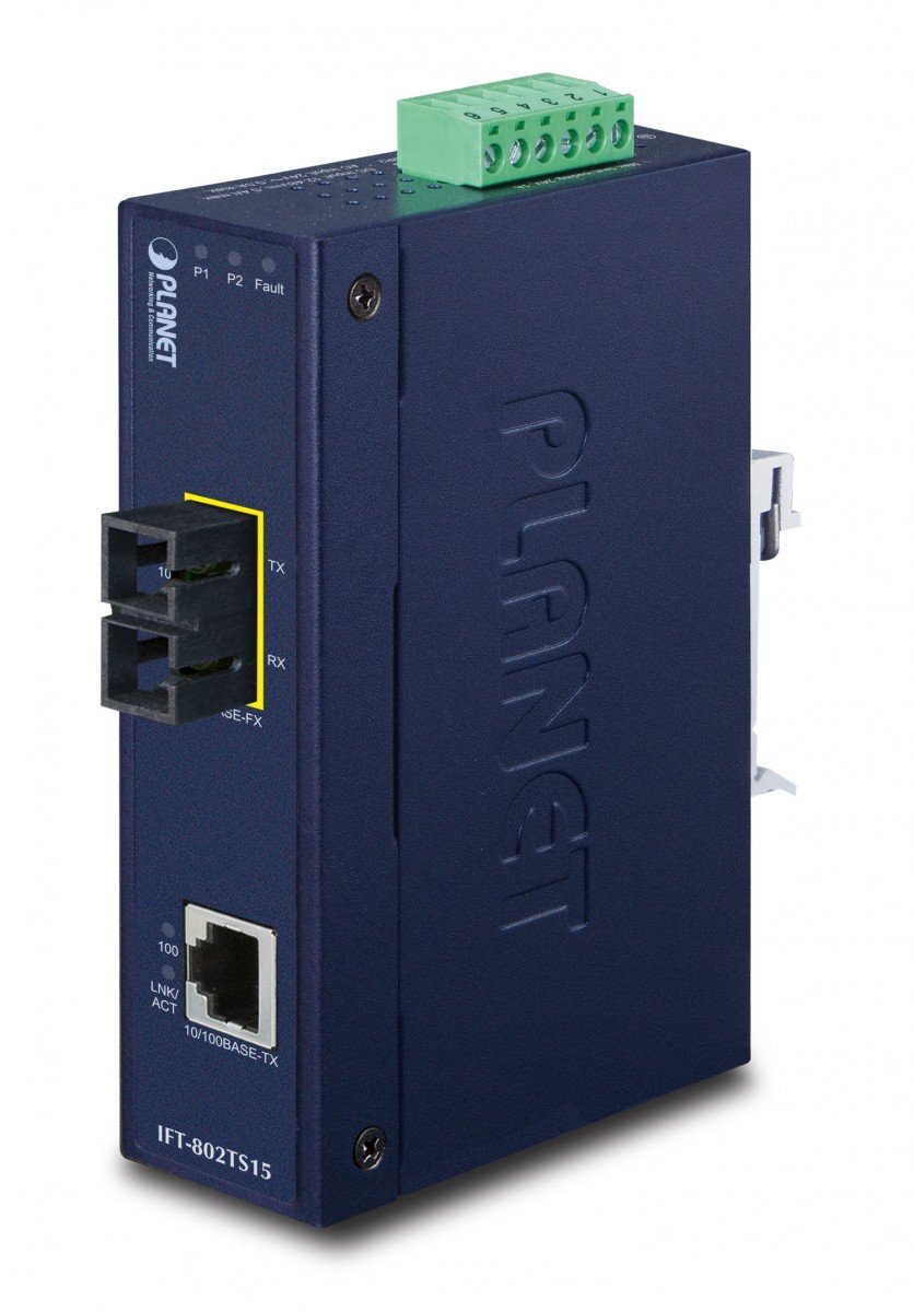 PLANET IFT-802TS15 convertisseur de support réseau 100 Mbit/s 1310 nm Monomode Bleu