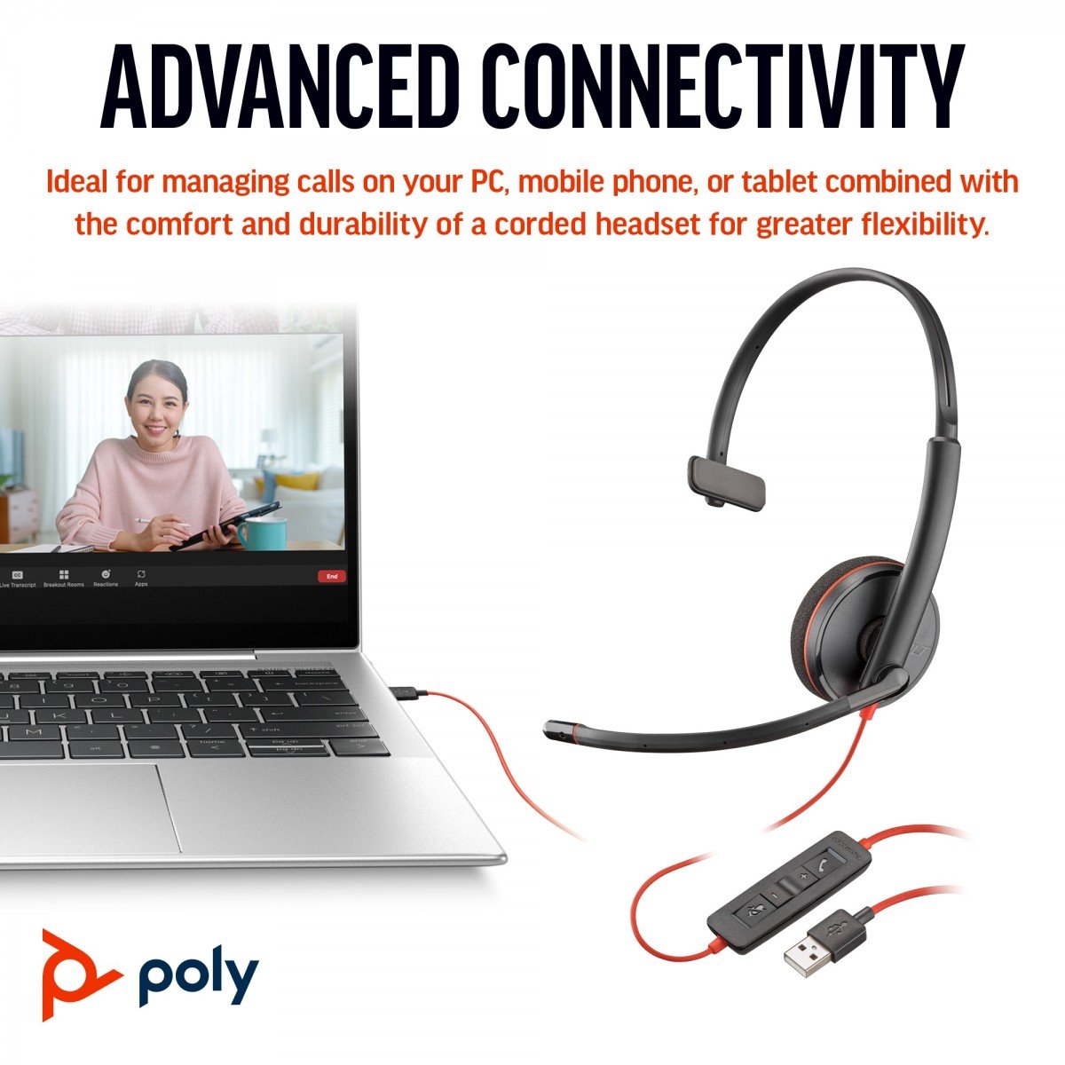 Poly BW 3210 Mono USB-C HS+USB-C/A