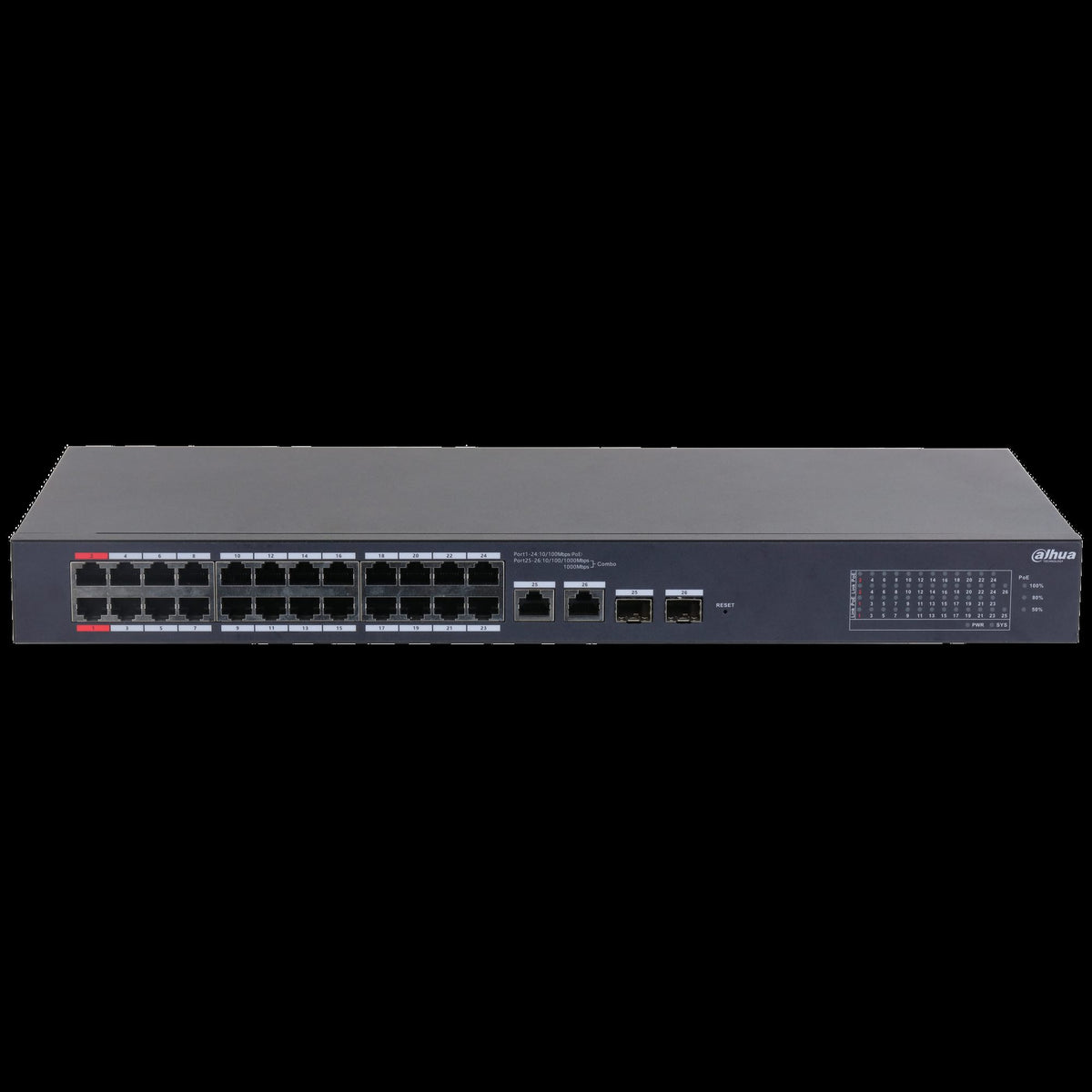 Dahua CS4226-24ET-240 26-portowy desktopowy switch zarz¹dzany w chmurze z 24 portami PoE