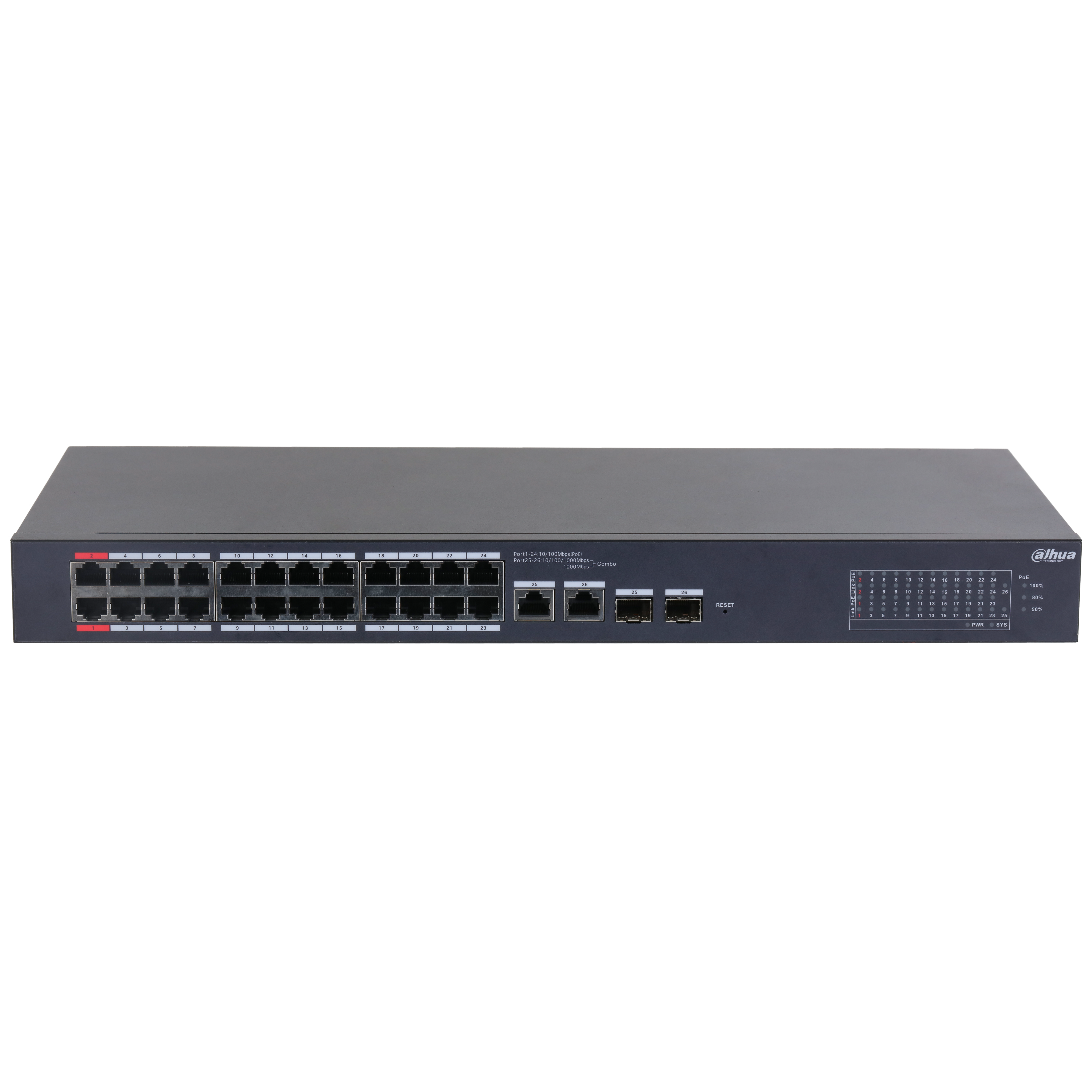 Dahua CS4226-24ET-240 26-portowy desktopowy switch zarz¹dzany w chmurze z 24 portami PoE