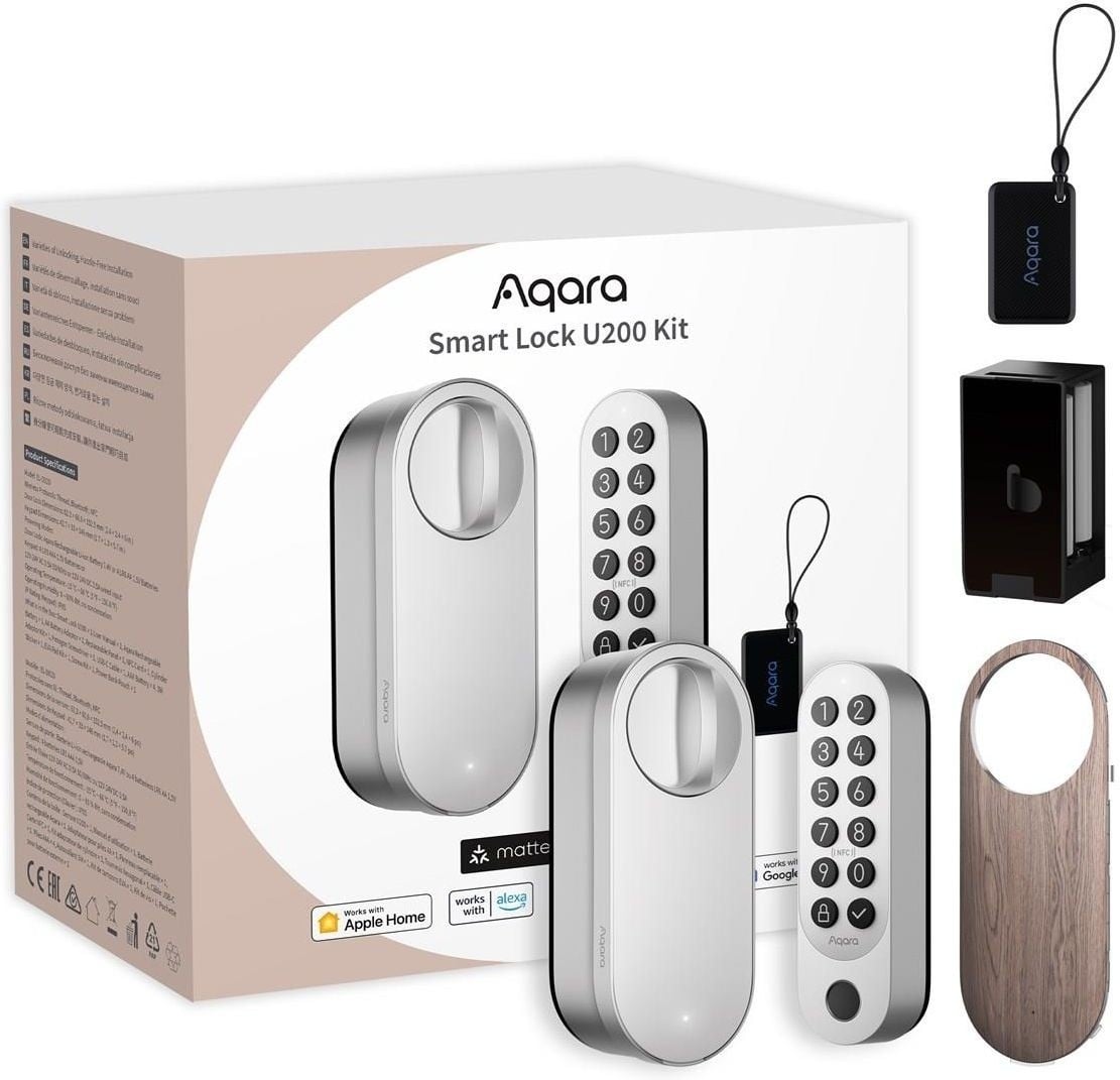 Aqara EL-D02DS Kit de serrure intelligente U200 Argent Serrure de porte intelligente HomeKit