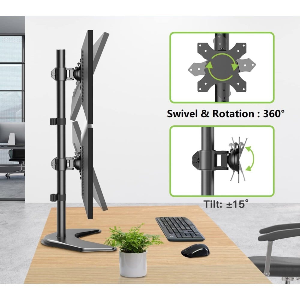 "Techly ICA-LCD 2520V Support de bureau vertical pour 2 moniteurs 13-27"" LCD 10kg"