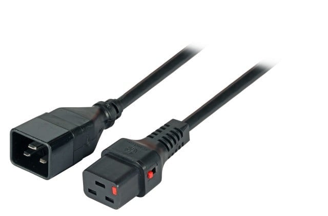 Câble d'alimentation IEC C20/IEC C19 droit M/F 3m noir avec verrou IEC LOCK