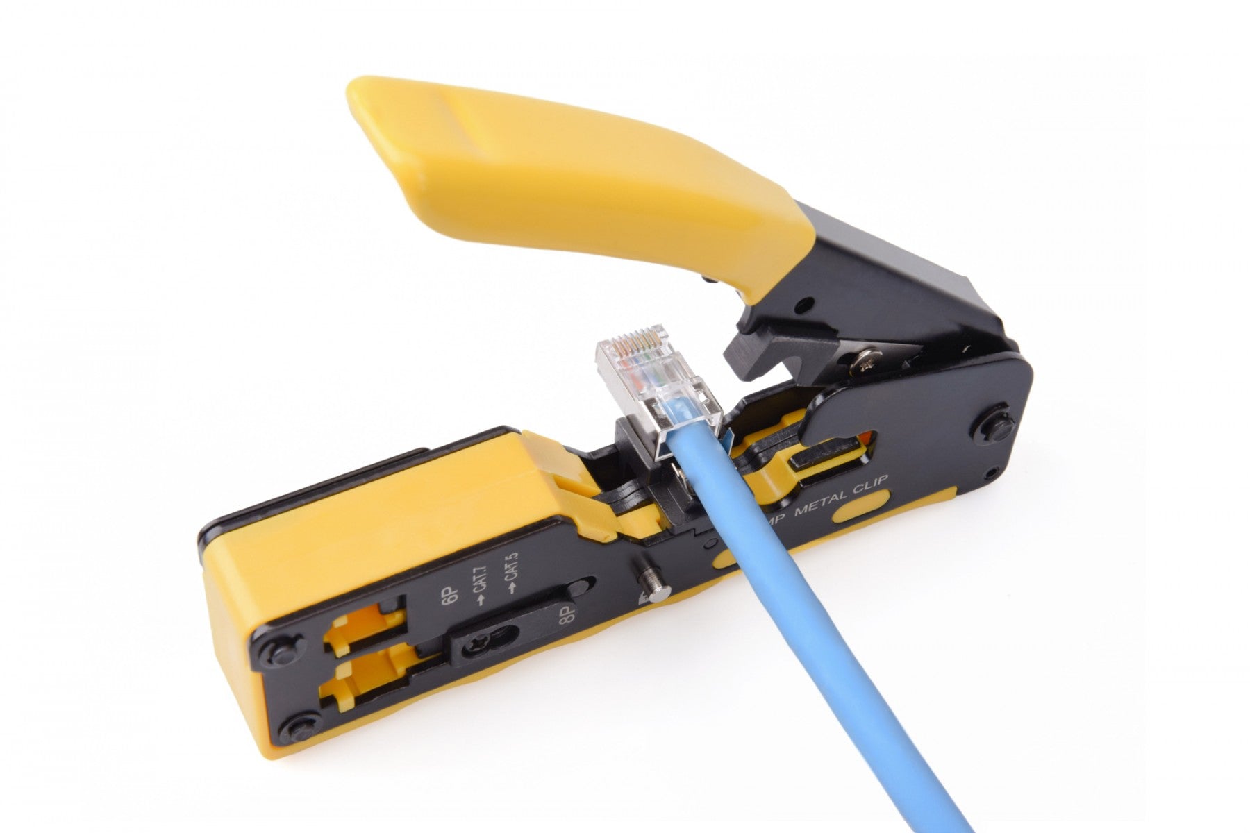 Outil de terminaison pour les connecteurs RJ45 (8P8C) cat.5e / cat.6, RJ12 (6P6C), RJ11 (6P4C)