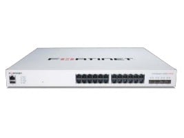 FortiSwitch-424E-FPOE Layer 2/3 FortiGate switch controller compatible PoE+ switch with 24 x GE RJ45 ports, 4 x 10 GE SFP+, with automatic Max 421W POE output l
