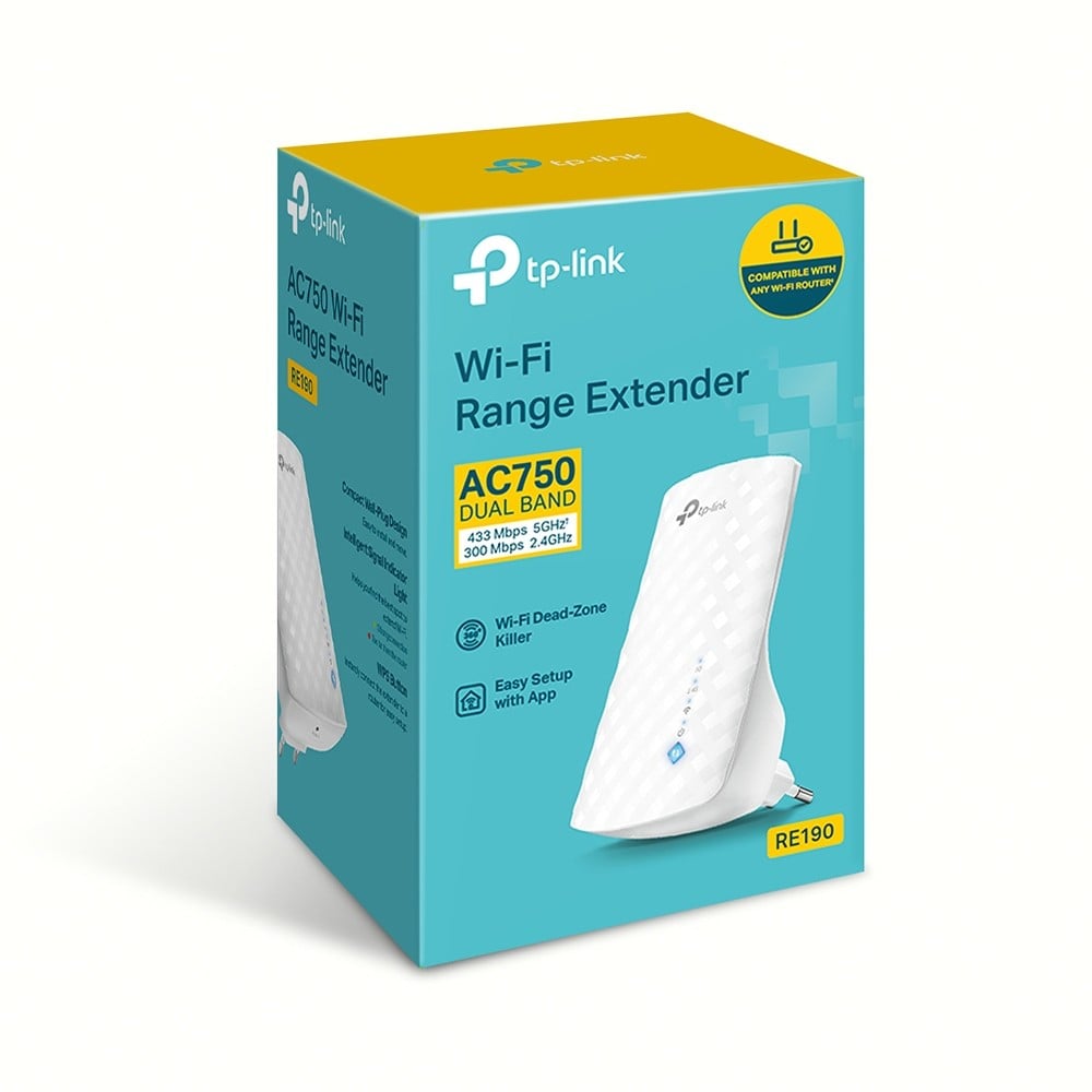 TP-LINK AC750 Wi-Fi Range Extender Wall Plugged 3 internal antennas 433Mbps at 5GHz + 300Mbps at 2.4GHz Range Extender mode WPS